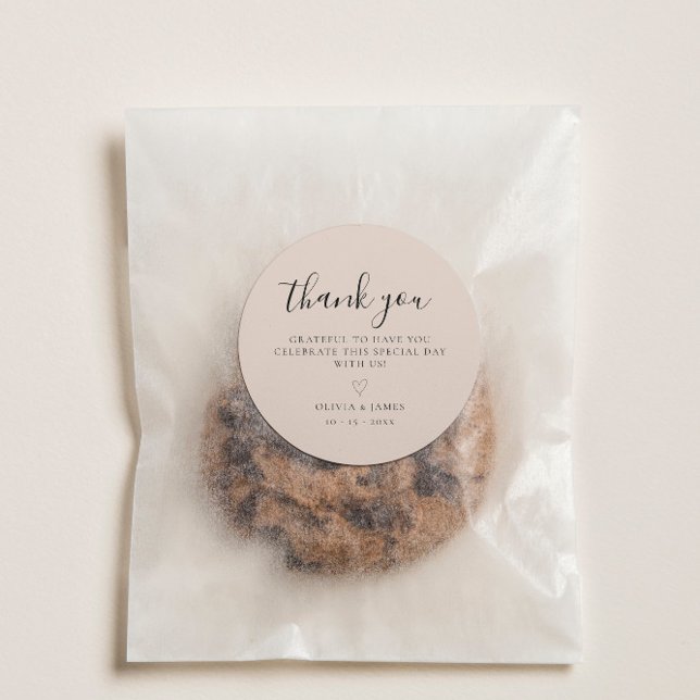 Simple Boho Minimalist Wedding Thank You Classic Round Sticker (Simple Boho Minimalist Wedding Thank You Classic Round Sticker)