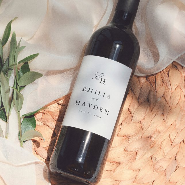 Simple Boho Minimalist Wedding Wine Label (Creator Uploaded)