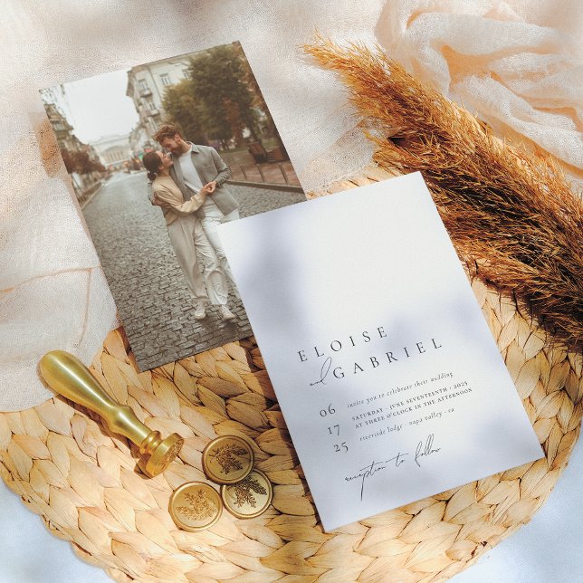 Simple Boho Modern Minimalist Photo Wedding Invitation (Creator Uploaded)