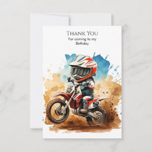 Simple Boho Motorcycle Birthday Thank You Card