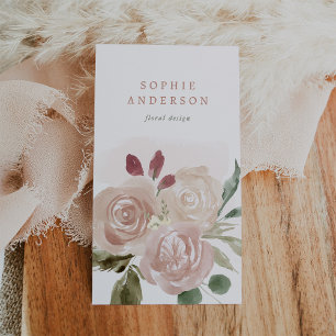 Simple Boho Neutral Floral and Greenery Business Card