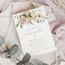 Simple Boho Neutral Watercolor Flowers | Baptism