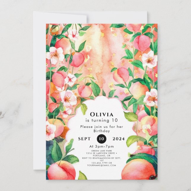  Simple Boho Peach Birthday Invitation (Front)