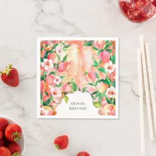 Simple Boho Peach Birthday Napkin
