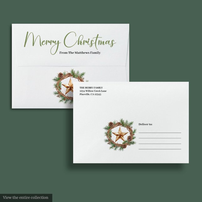 Simple Boho Pine Wreath Christmas Envelope Style (Simple Boho Pine Wreath Christmas Envelope Style

)