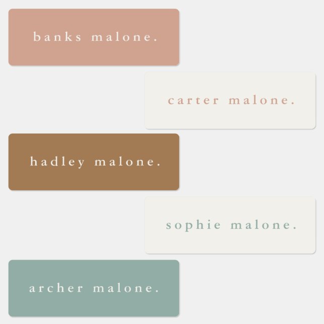 Simple Boho Rainbow Waterproof Name Labels (Group)