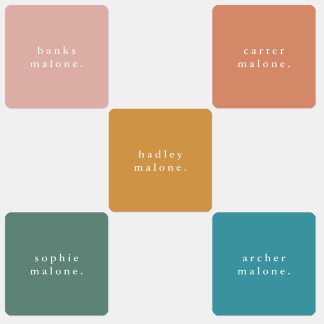 Simple Boho Rainbow Waterproof Name Labels (Group)