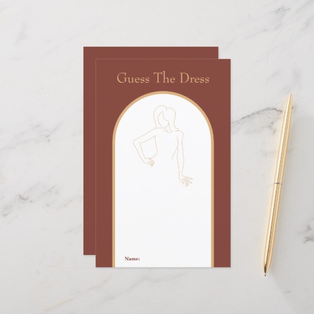 Simple Boho Retro Bridal Dress Shower Game (Front/Back In Situ)