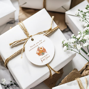 Simple Boho Retro Floral Bridal Shower Custom Name Favour Tags