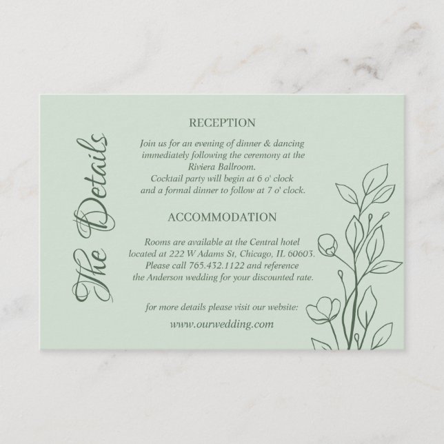 Simple Boho Ruby Wine Wedding Details Enclosure Card (Front)
