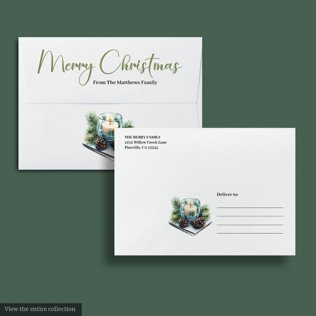 Simple Boho Rustic Pine Wreath Christmas Envelope (Simple Boho Rustic Pine Wreath Christmas Envelope)