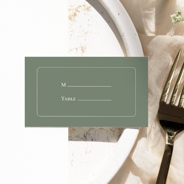 Simple Boho Sage Green Wedding Flat Place Card (Creator Uploaded)