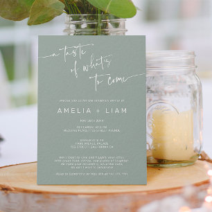 Simple boho sage green wedding rehearsal dinner invitation