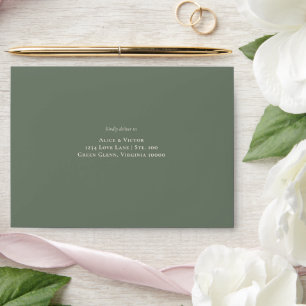 Simple Boho Sage Green Wedding Self-Addressed Envelope