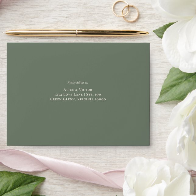 Simple Boho Sage Green Wedding Self-Addressed Envelope (Wedding)
