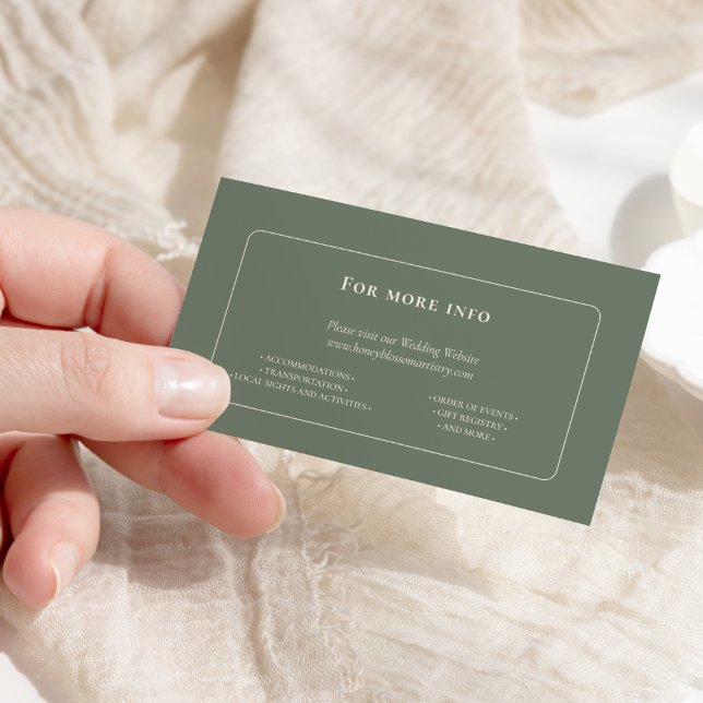 Simple Boho Sage Green Wedding Website Enclosure Card (Creator Uploaded)