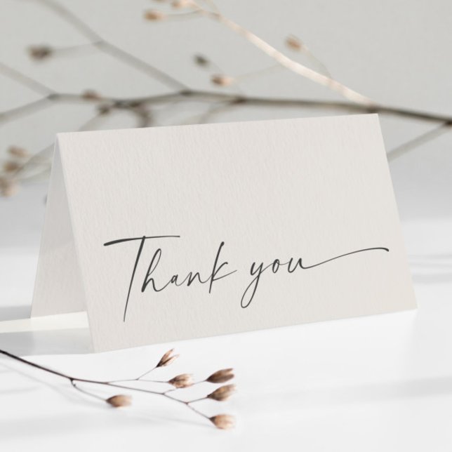 Simple Boho Script Neutral Bridal Shower Thank You Card (Creator Uploaded)