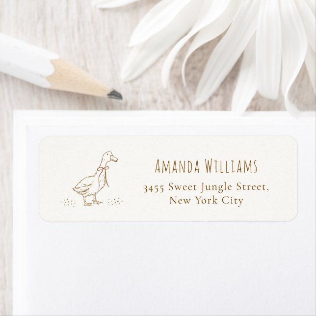 Simple Boho Silly Goose Baby Shower Return Address (Insitu)