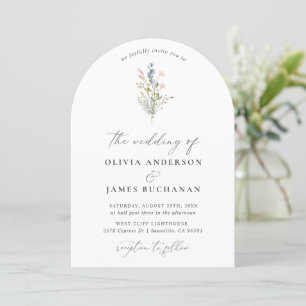 Simple Boho Spring Wildflower Arch Garden Wedding Invitation