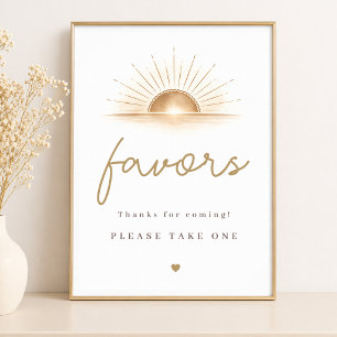 Simple Boho Sunburst Baby Shower Party Favours Sig Poster