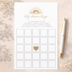 Simple Boho Sunshine Baby Shower Bingo Game