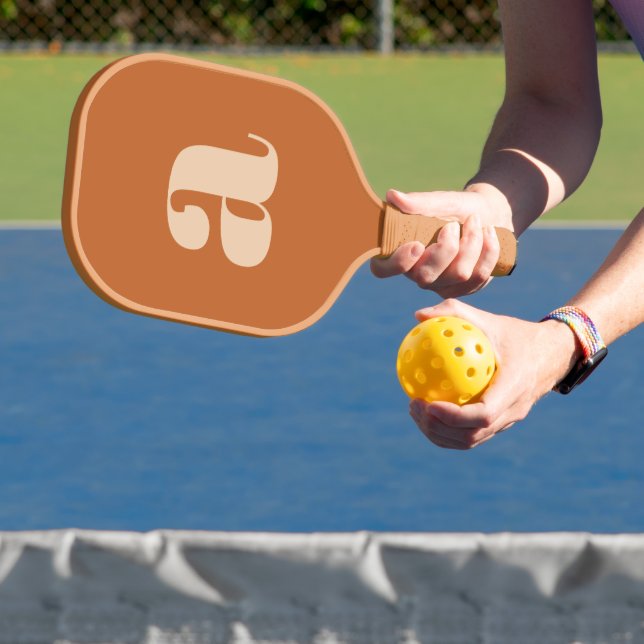 Simple Boho Terracotta Bold Retro Monogram Initial Pickleball Paddle (Insitu)