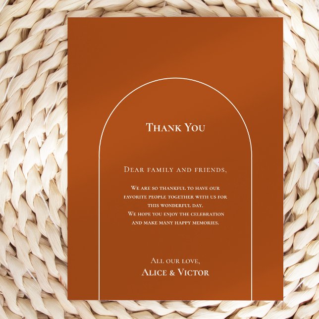Simple Boho Terracotta Reception Thank You Card (Creator Uploaded)