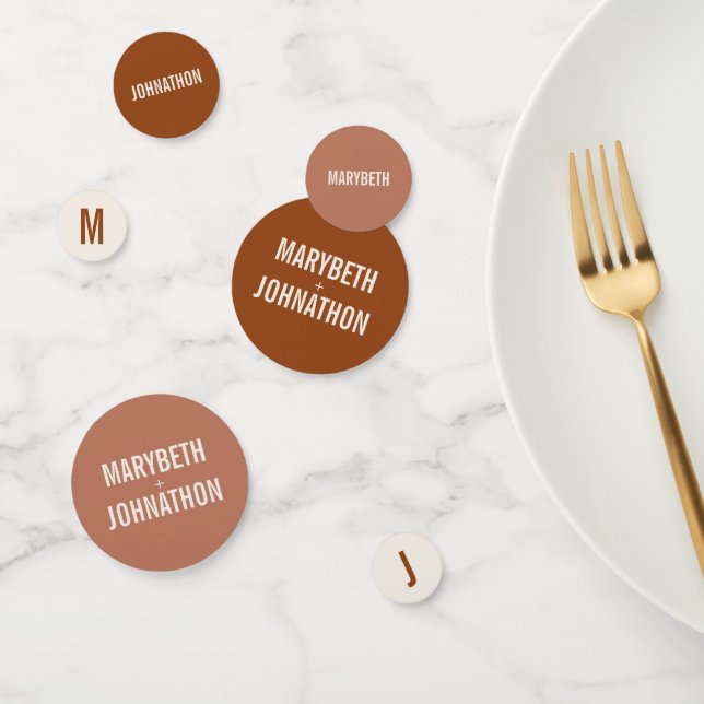Simple Boho Terracotta Typography Wedding Confetti (Group)