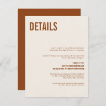 Simple Boho Terracotta Typography Wedding Details