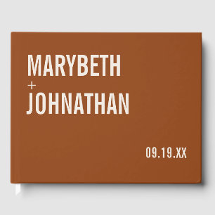 Simple Boho Terracotta Typography Wedding Guest Book
