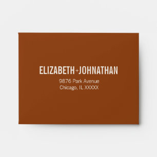 Simple Boho Terracotta Typography Wedding RSVP Envelope