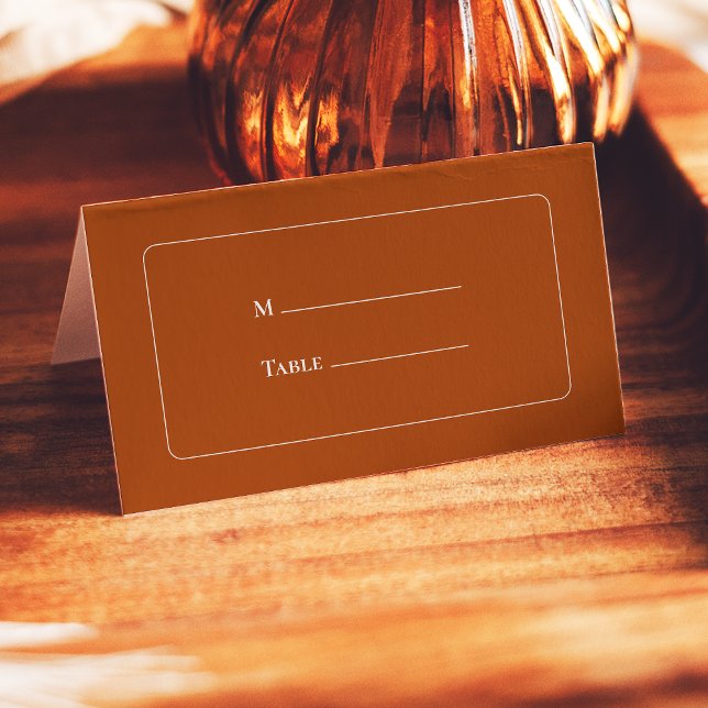 Simple Boho Terracotta Wedding Folded Place Card (Creator Uploaded)
