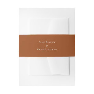 Simple Boho Terracotta Wedding Invitation Belly Band