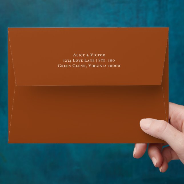 Simple Boho Terracotta Wedding Mailing Envelope (Hand)