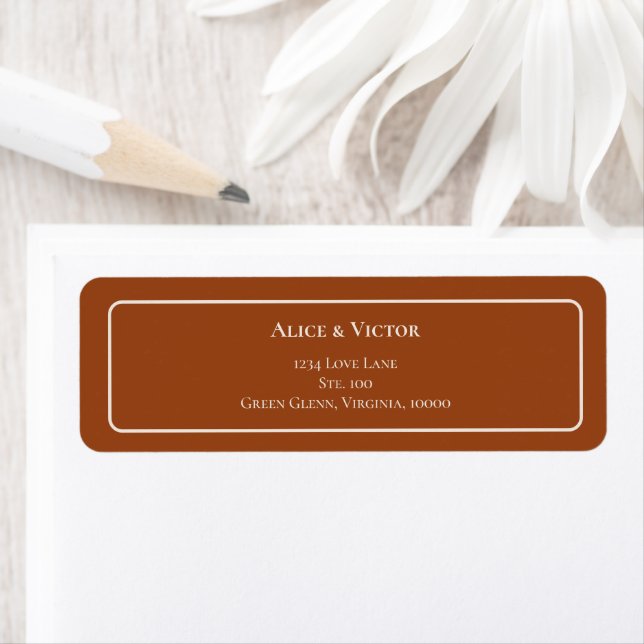 Simple Boho Terracotta Wedding Return Address (Insitu)
