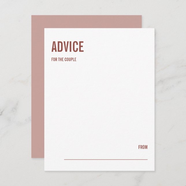Simple Boho Typography Wedding Advice Card (Front/Back)