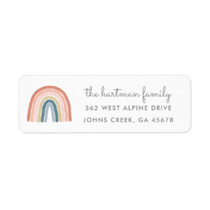 Simple Boho Watercolor Rainbow Modern Address
