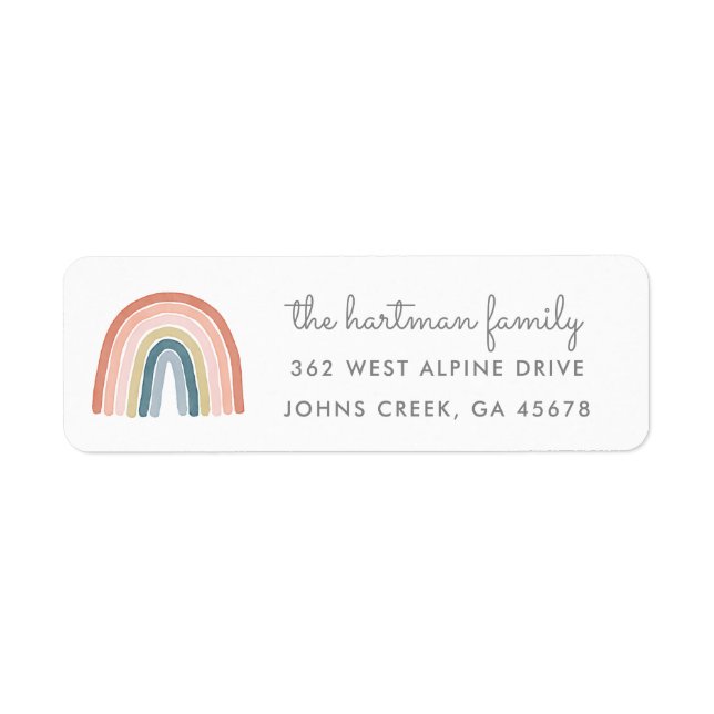 Simple Boho Watercolor Rainbow Modern Address (Front)