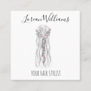 Simple Boho Wedding Hair Stylist Romantic Flower  Appointment Card