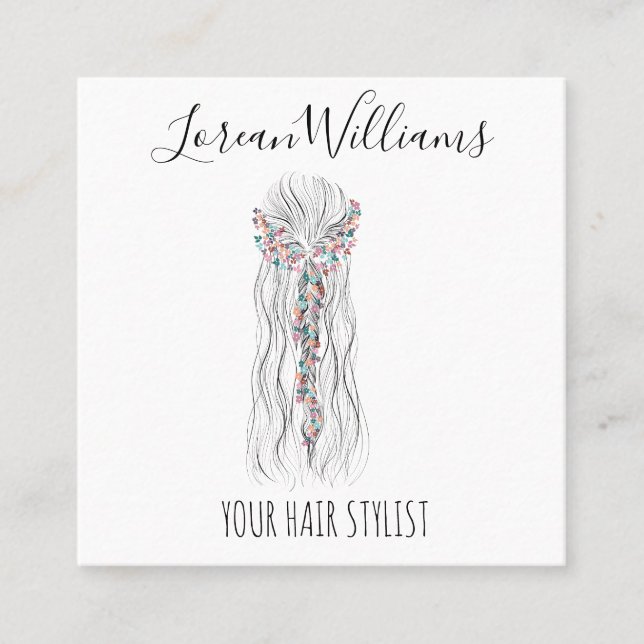 Simple Boho Wedding Hair Stylist Romantic Flower  Appointment Card (Front)