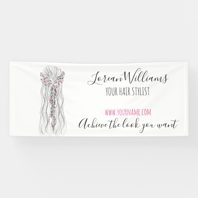 Simple Boho Wedding Hair Stylist Romantic Flower  Banner (Horizontal)