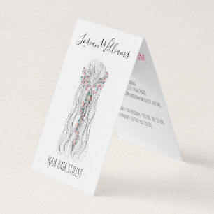 Simple Boho Wedding Hair Stylist Romantic Flower  Business Card