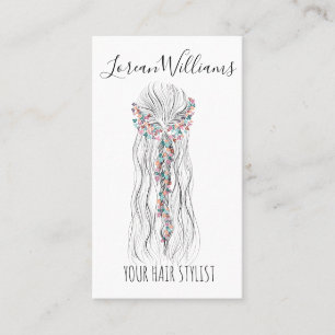 Simple Boho Wedding Hair Stylist Romantic Flower  Business Card