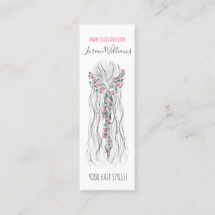 Simple Boho Wedding Hair Stylist Romantic Flower  Mini Business Card