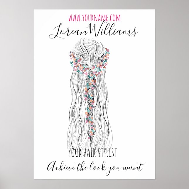 Simple Boho Wedding Hair Stylist Romantic Flower  Poster (Front)