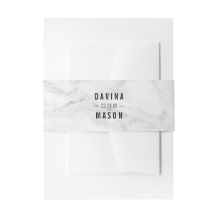 SIMPLE BOHO WEDDING modern marble black grey Invitation Belly Band