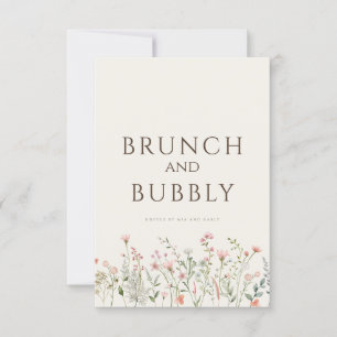 Simple Boho Wildflower Beige Bridal Shower Card