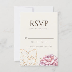 Simple Boho Wildflower Beige RSVP Wedding Card