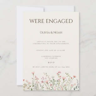 Simple Boho Wildflower Engagement Party Invitation