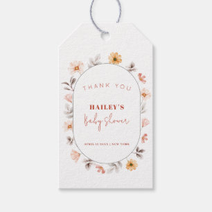 Simple Boho Wildflower Frame Baby Shower  Gift Tags